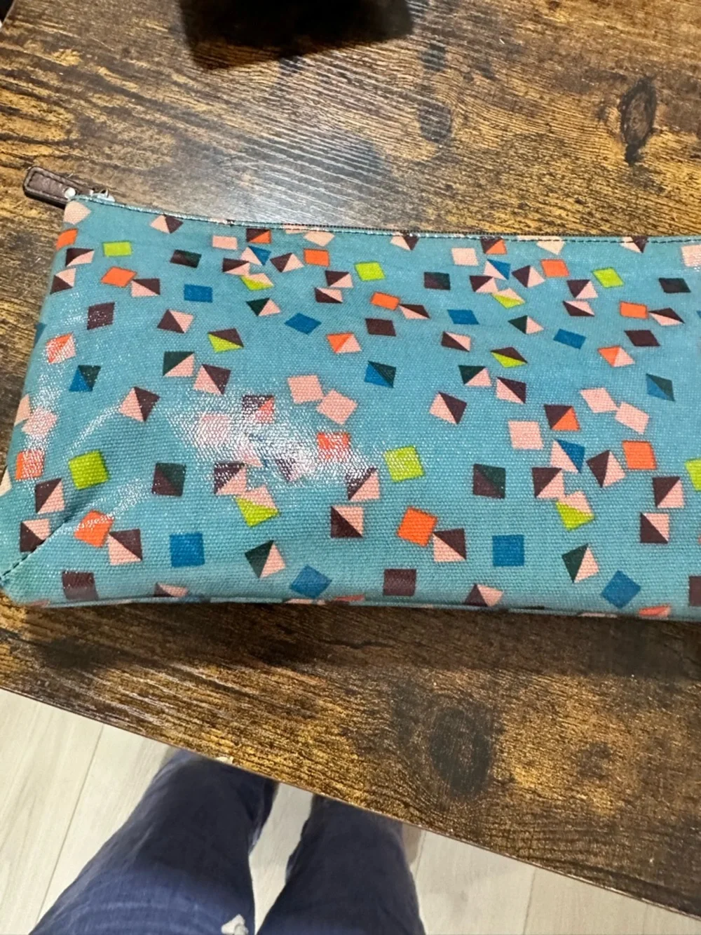 Fossil Printed Coated Canvas Cosmetic Bag Set (2-Piece) Teal Multi - Picture 5 of 8